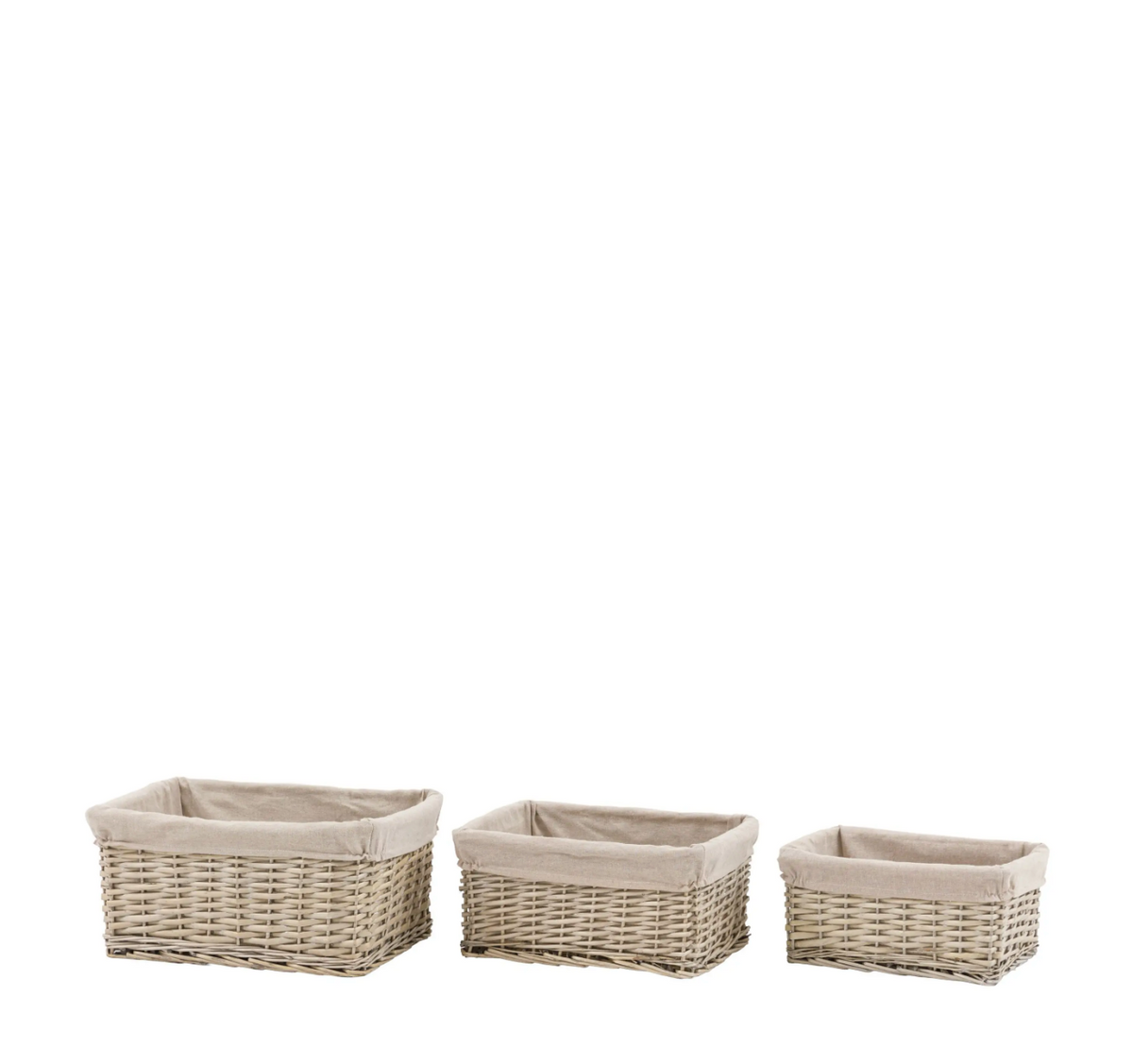 Desser Square Lined Basket Grey Set of 2