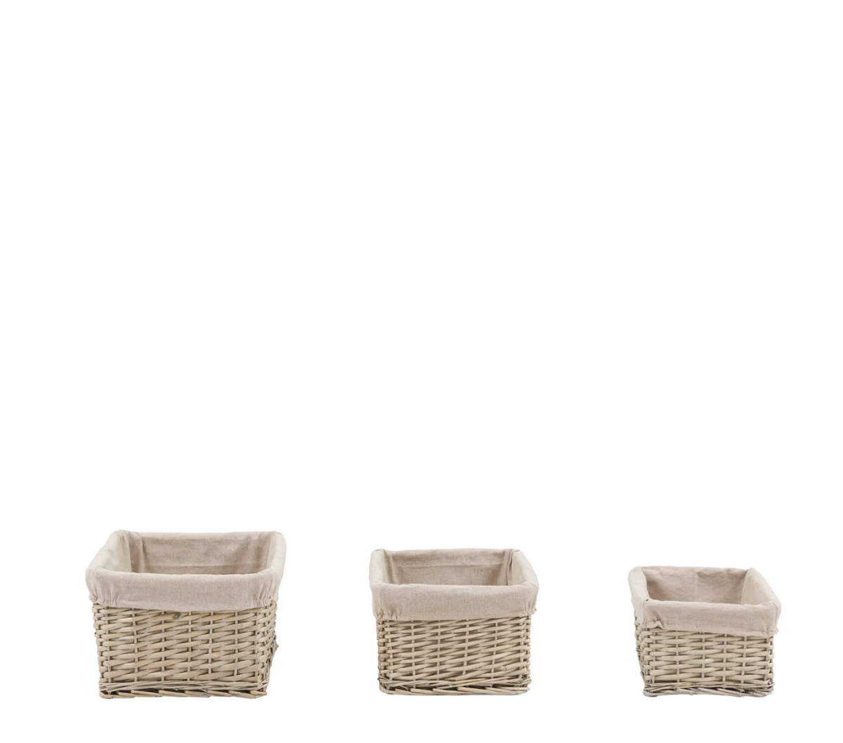 Desser Square Lined Basket Grey Set of 2