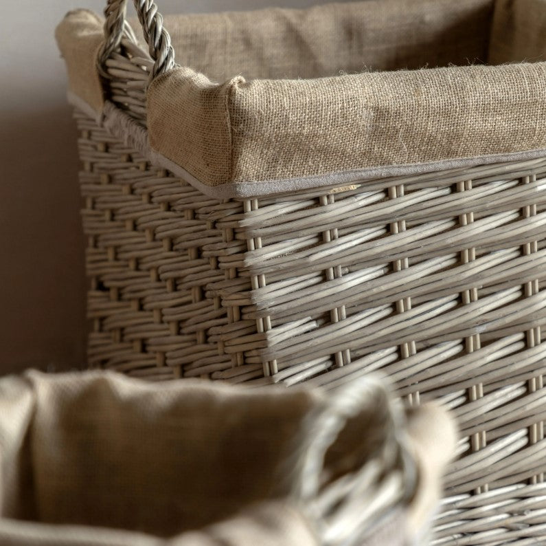 Desser Square Lined Basket Natural Set of 2
