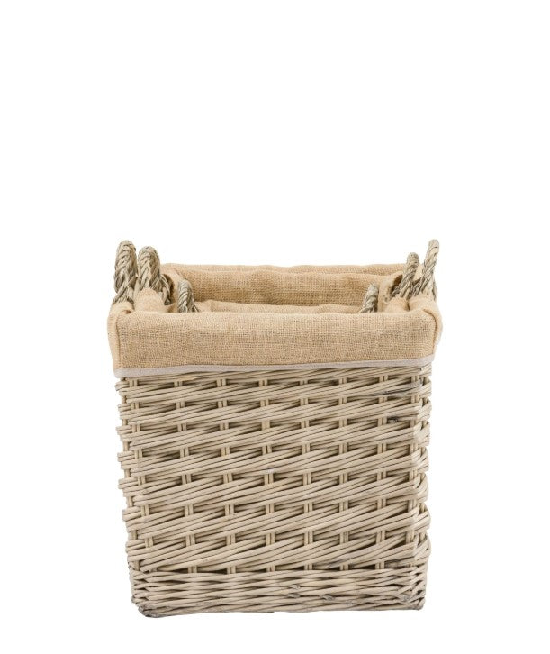 Desser Square Lined Basket Natural Set of 2