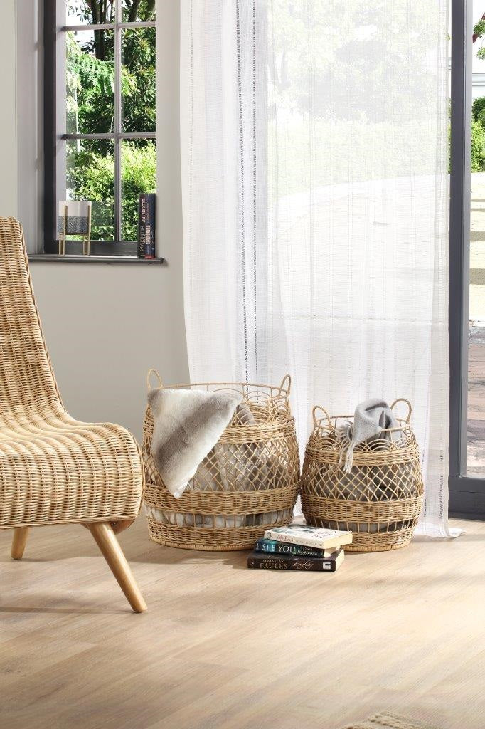 Set of 2 Natural Rattan Storage Basket