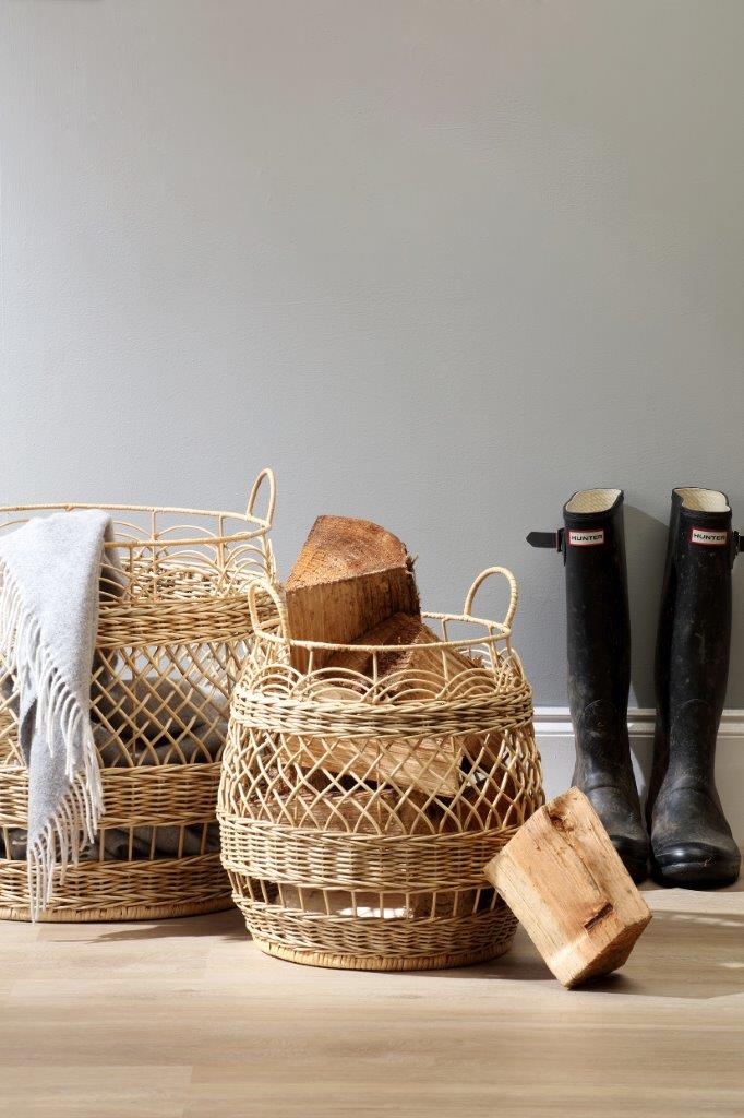 Set of 2 Natural Rattan Storage Basket