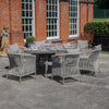 Sunita 6 Seat Oval Dining Set With Lazy Susan - Cool Linen