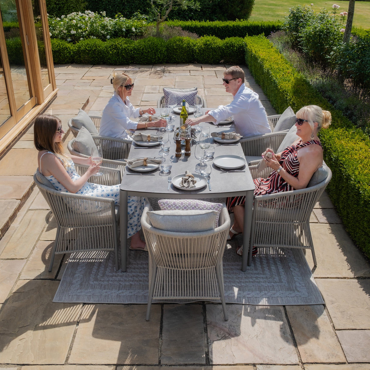 Sunita 8 Seat Rectangular Dining Set - Cool Linen