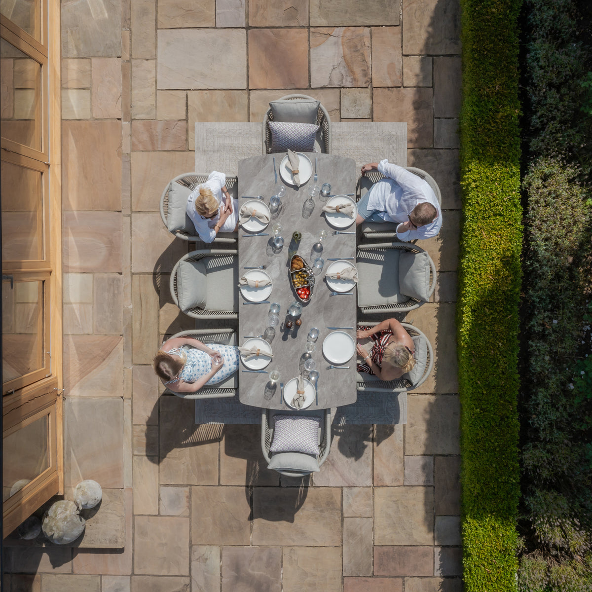 Sunita 8 Seat Rectangular Dining Set - Cool Linen