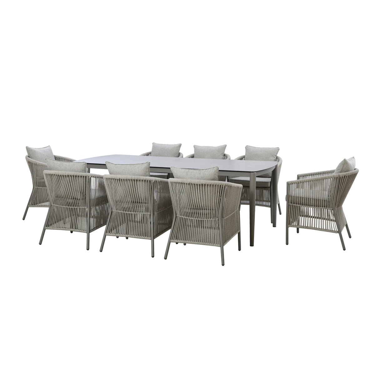 Sunita 8 Seat Rectangular Dining Set - Cool Linen