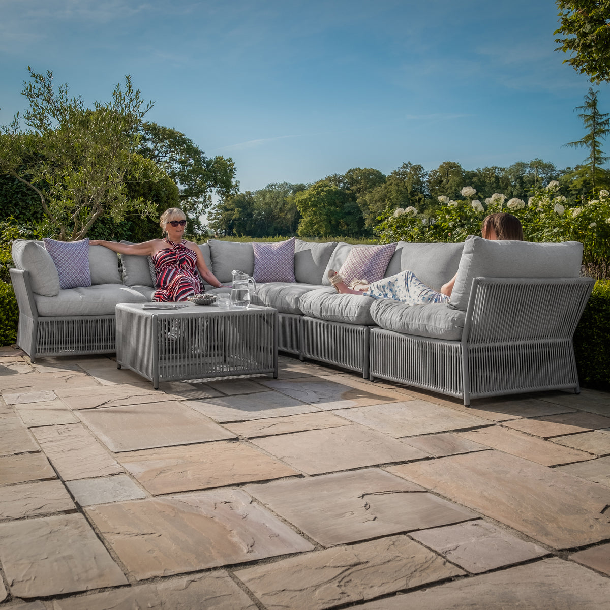 Sunita Large Corner Sofa Set - Cool Linen