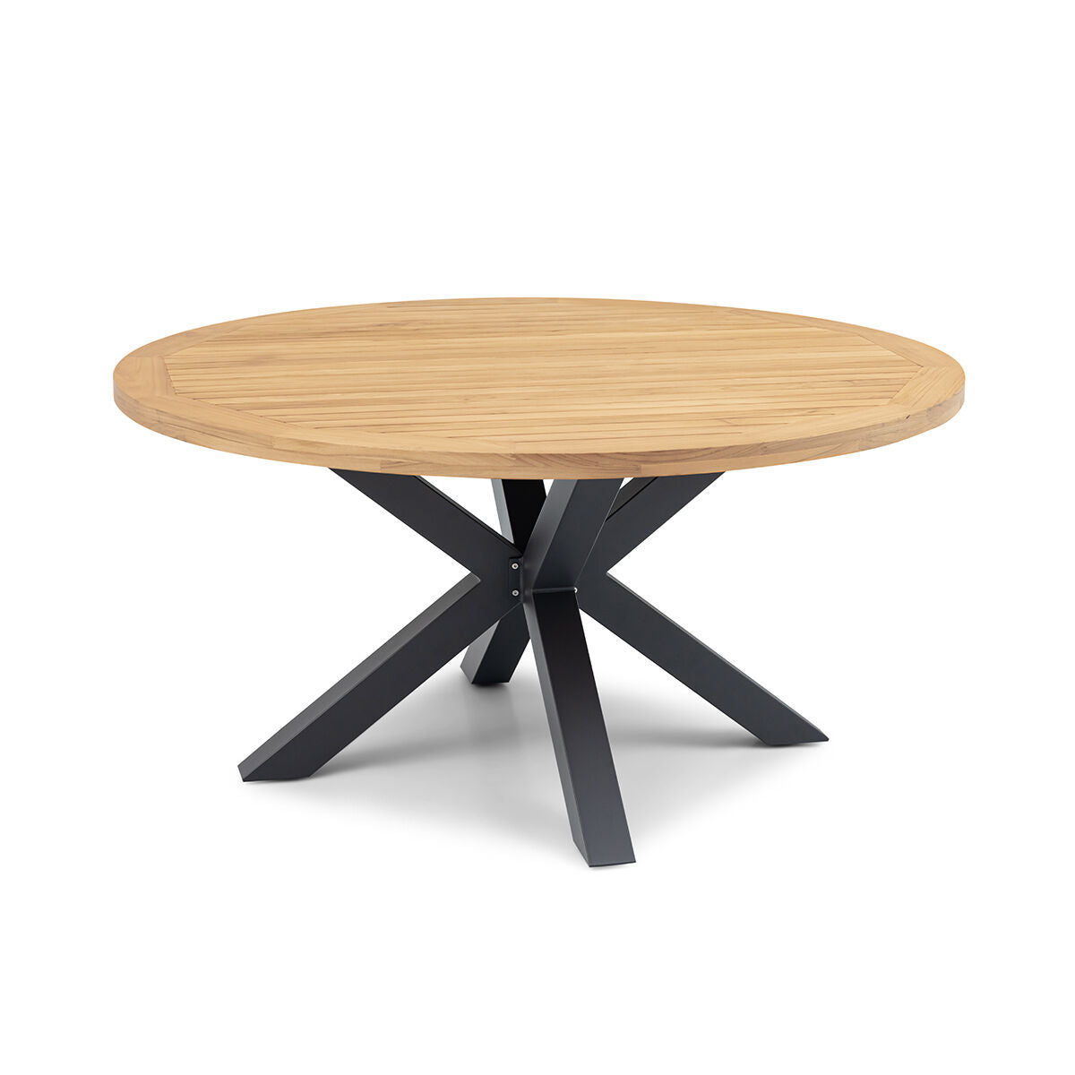 Suru Teak Round Dining Table With Milan Dining Chairs - Charcoal