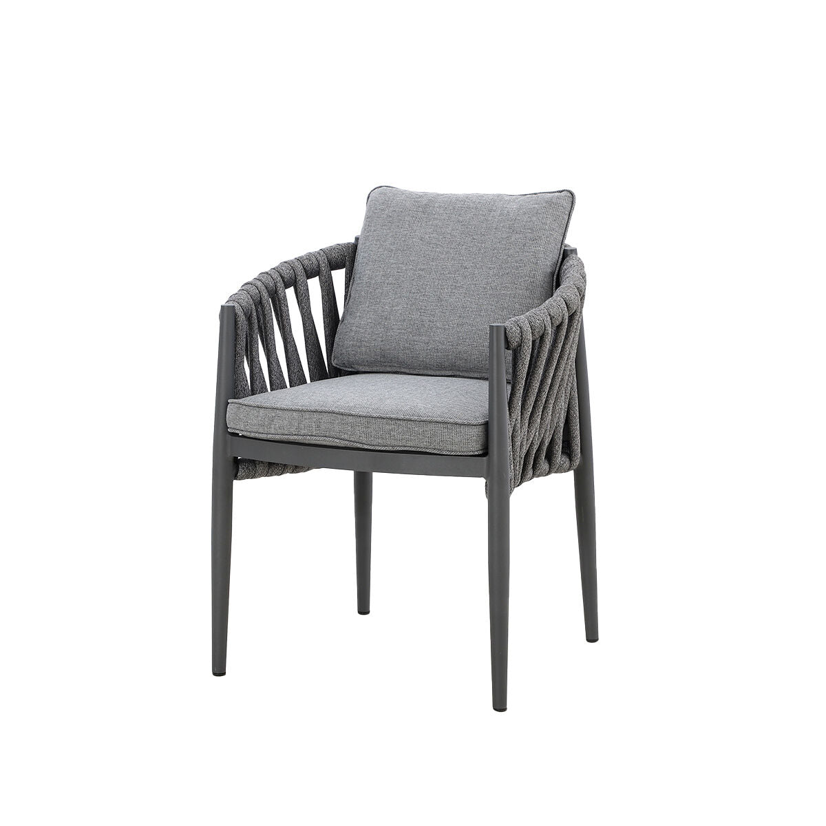 Suru Teak Round Dining Table With Milan Dining Chairs - Charcoal