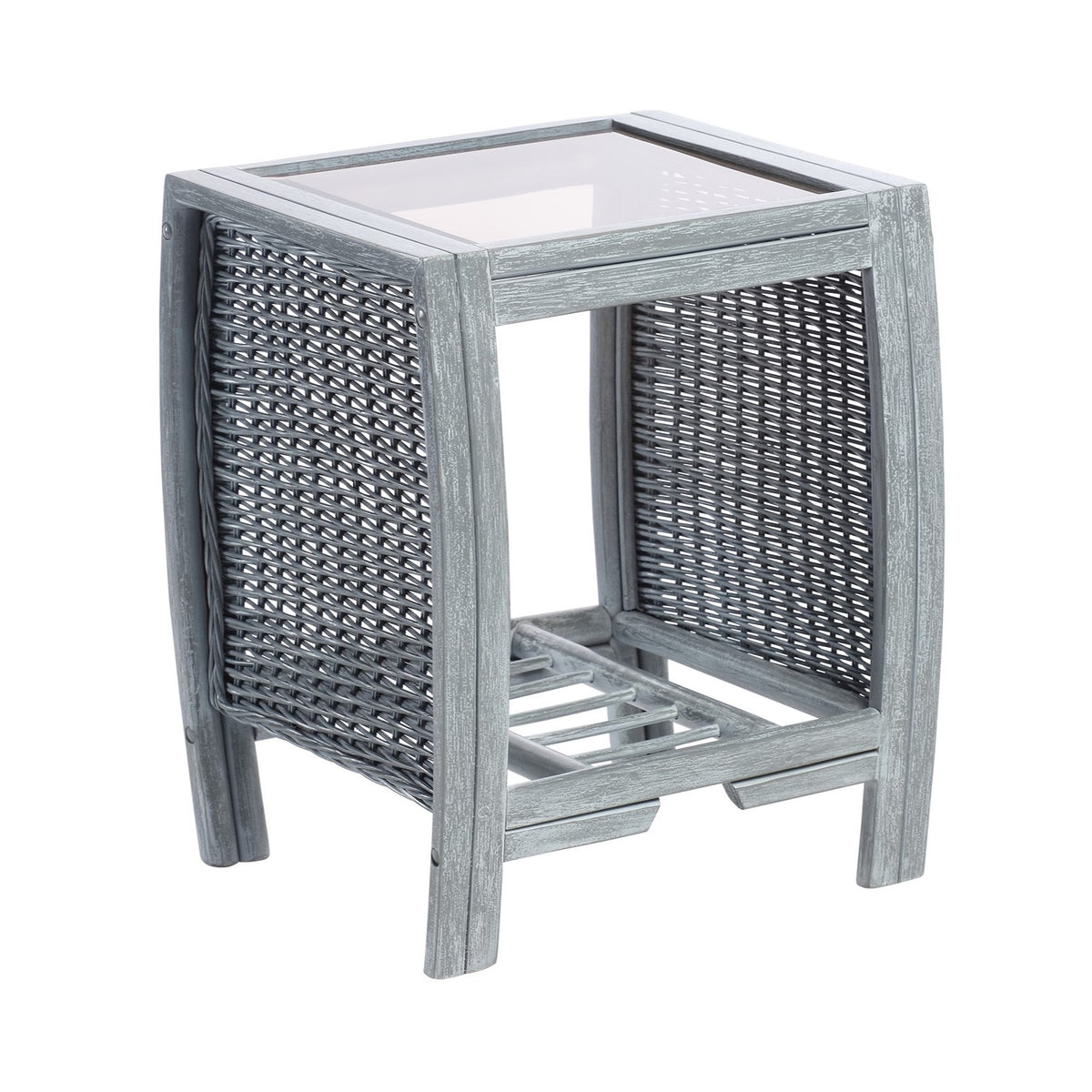 Turin Grey Wash Cane Lamp Table
