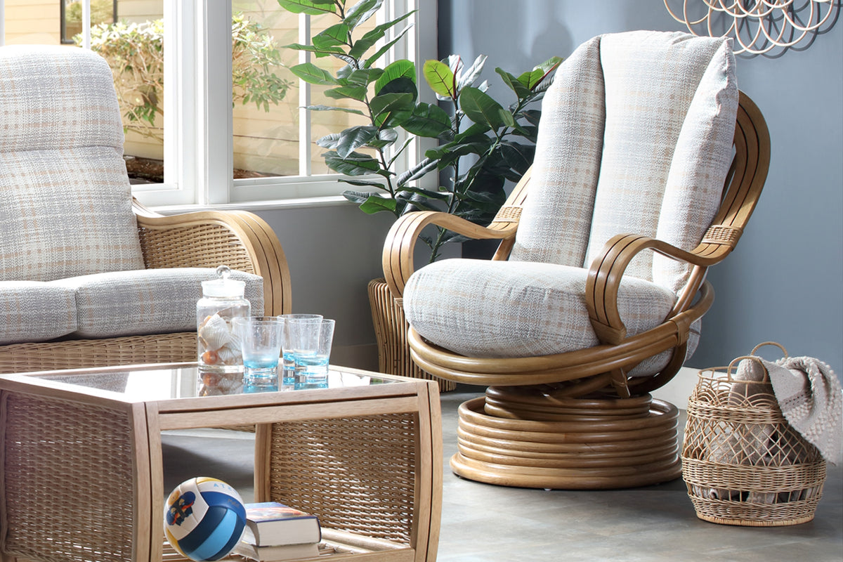 Turin Light Oak Swivel Rocker Chair