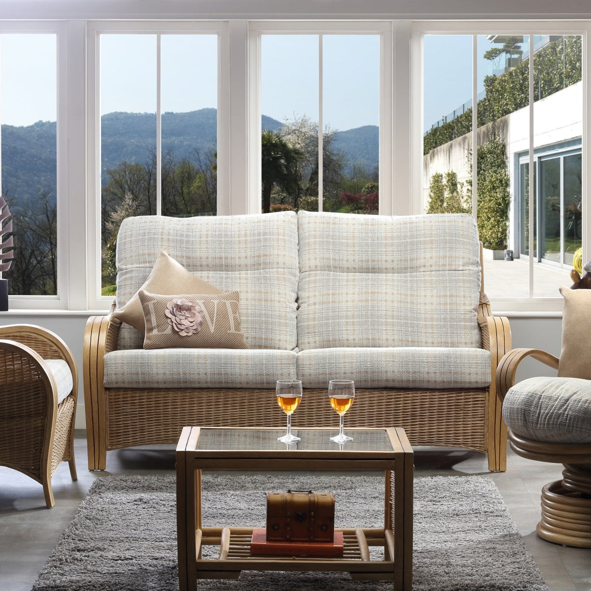 Turin Light Oak 2-Seater Sofa - Classic Conservatory Furniture