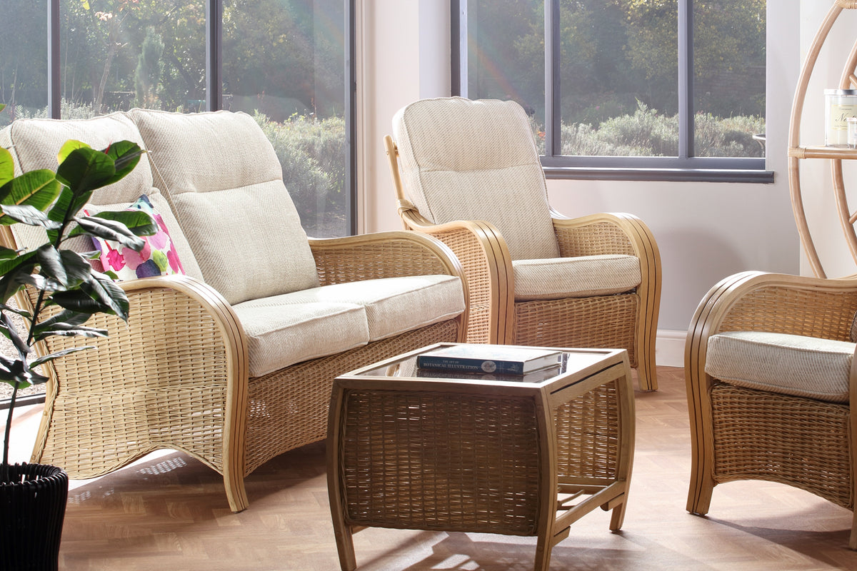 Turin Light Oak Cane 3 Seater Sofa