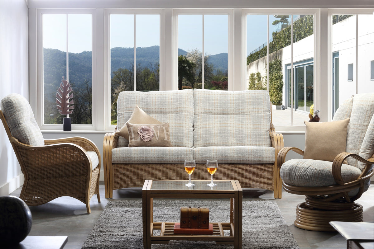 Turin Light Oak Cane 3 Seater Sofa