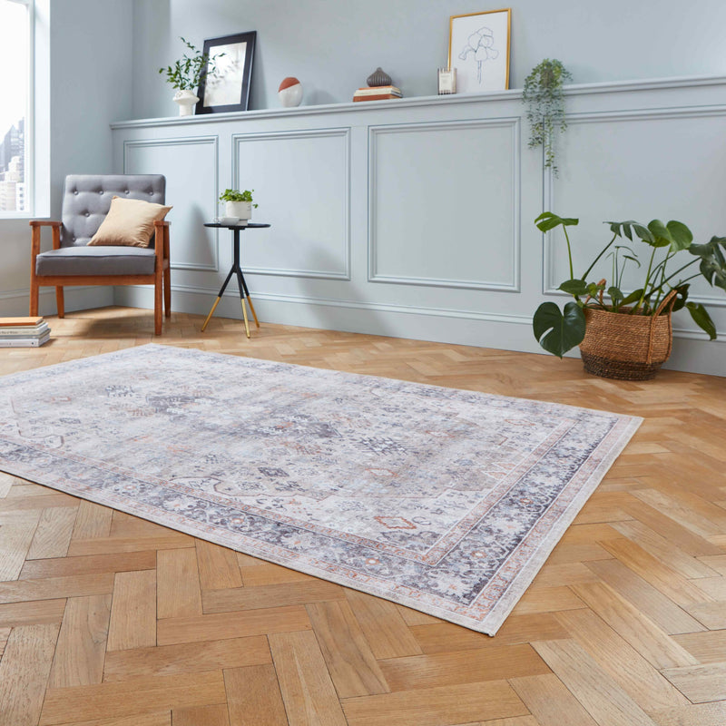 baku washable flat rug in beige 2 sizes available