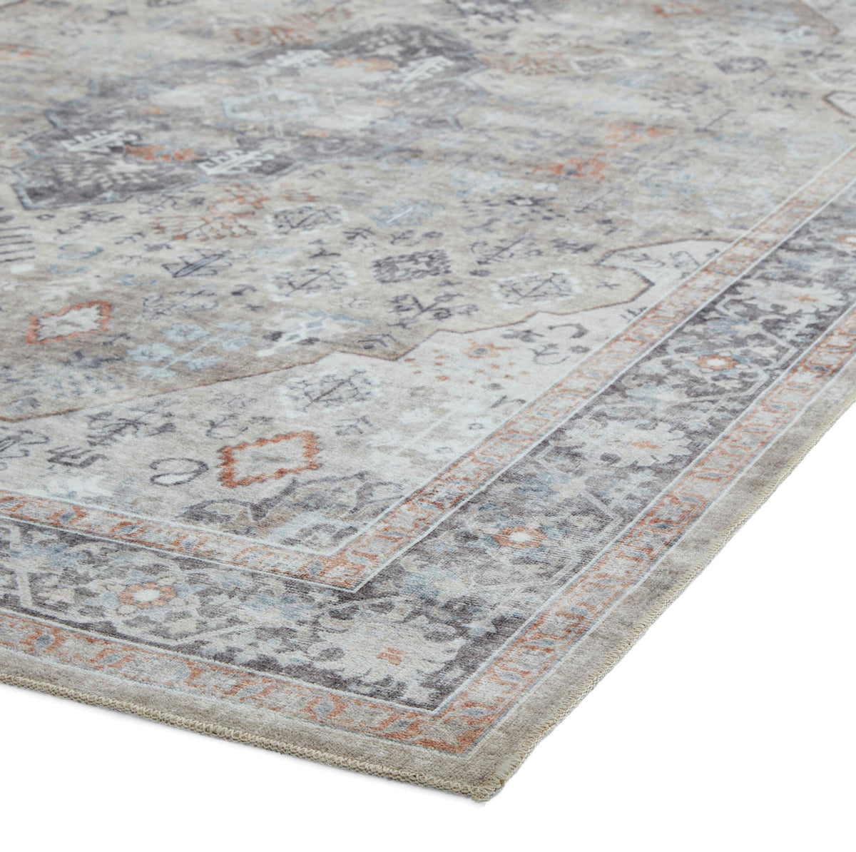 baku washable flat rug in beige 2 sizes available