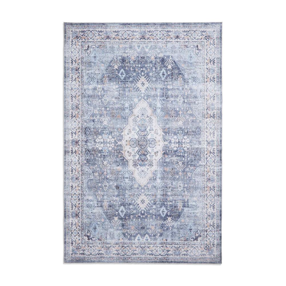 baku washable flat rug in blue 2 sizes available