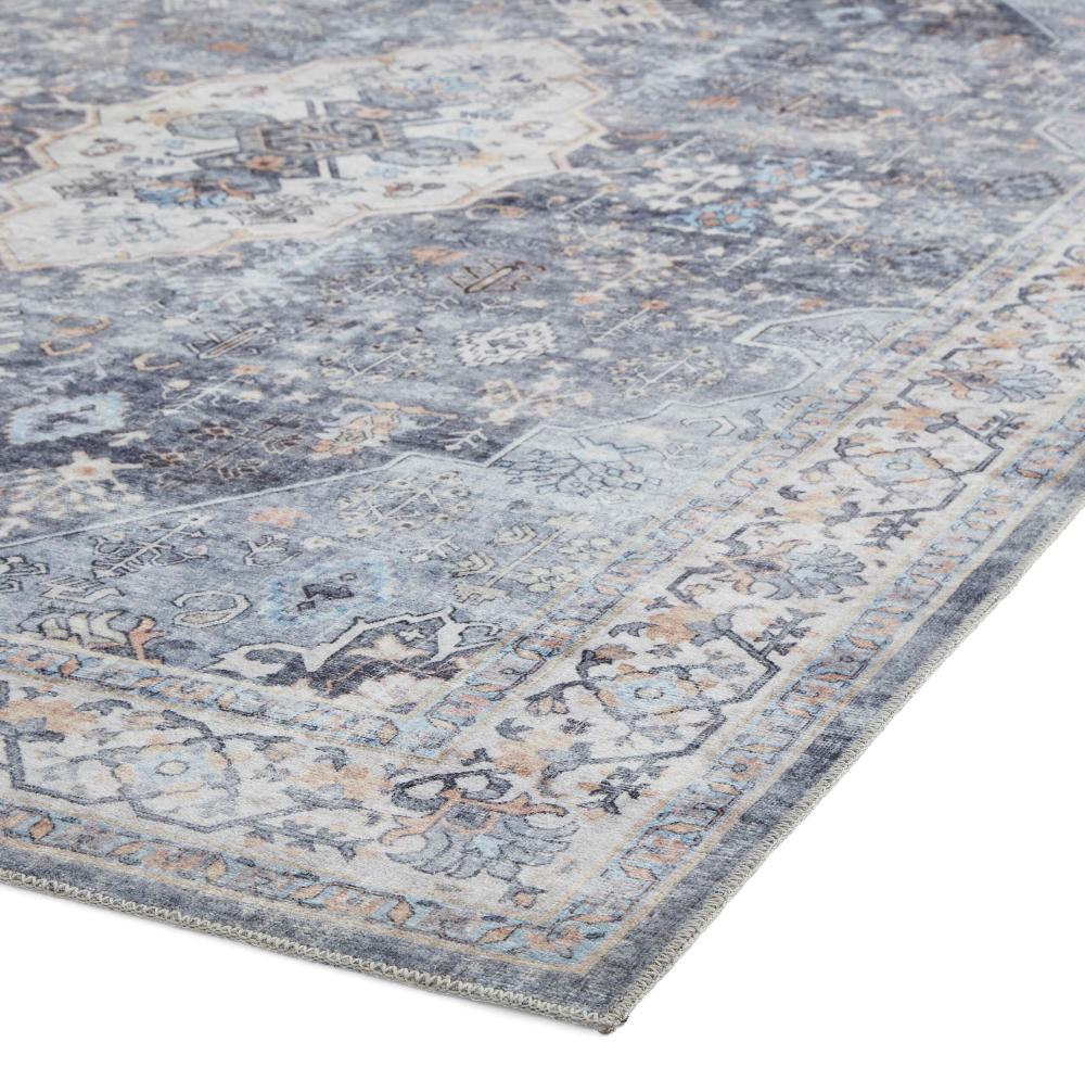 baku washable flat rug in blue 2 sizes available