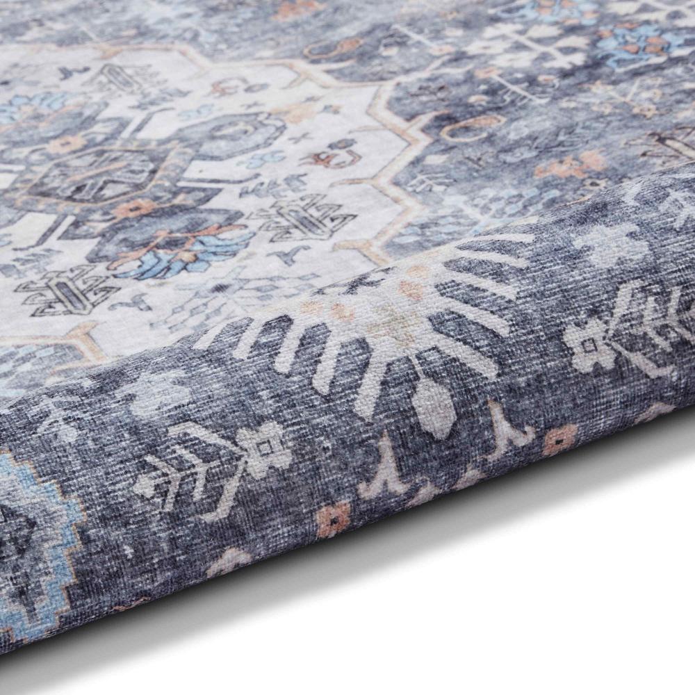 baku washable flat rug in blue 2 sizes available