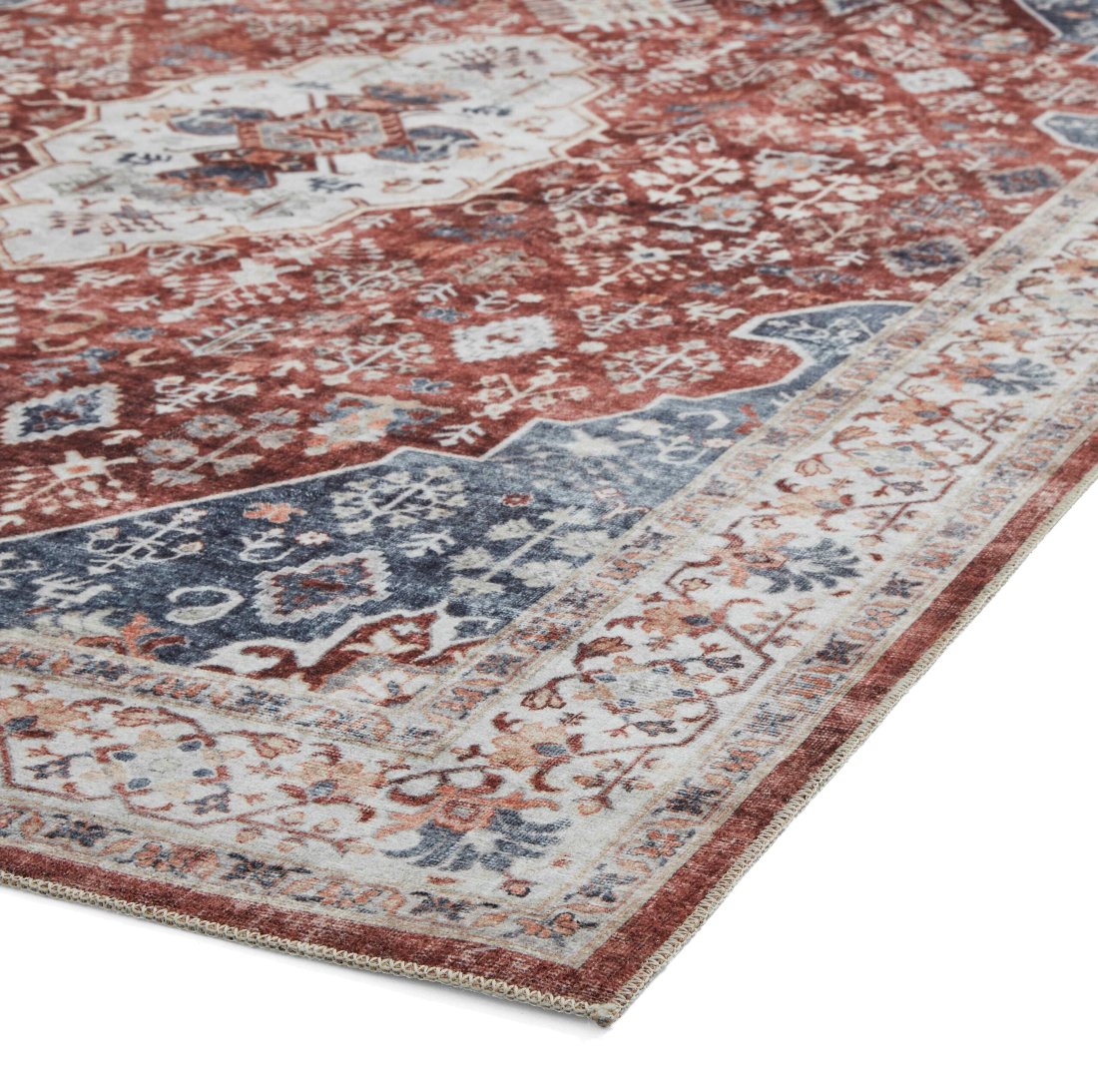 baku washable flat rug in red 2 sizes available