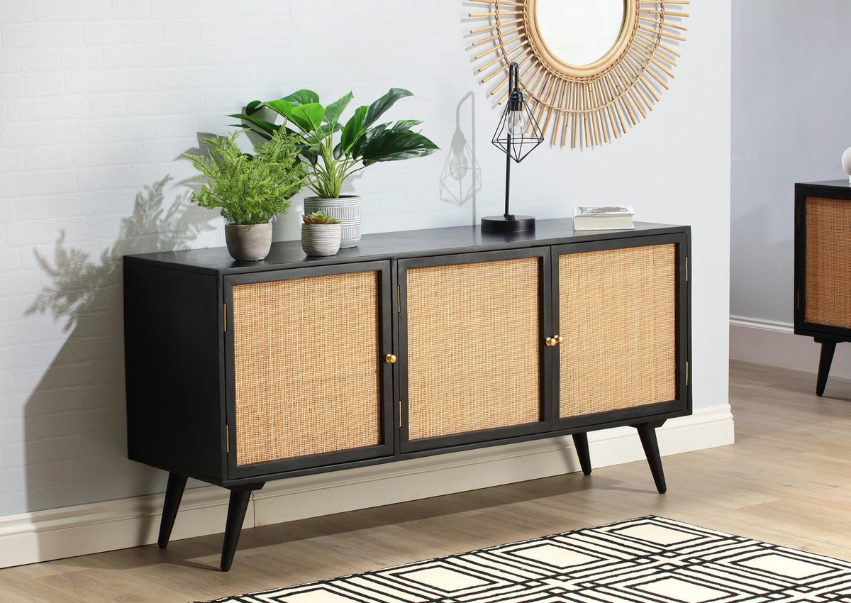 three door sideboard rattan mango woodblack web