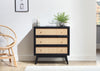 Venice 3 Drawer Chest Unit Rattan & Mango Wood in Black