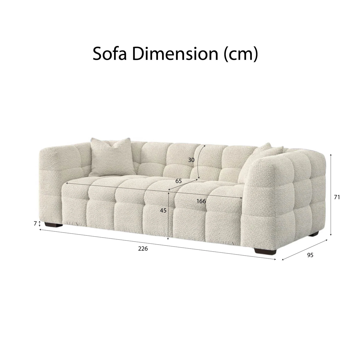 Tivaro 3 Seater Sofa in Oatmeal Boucle
