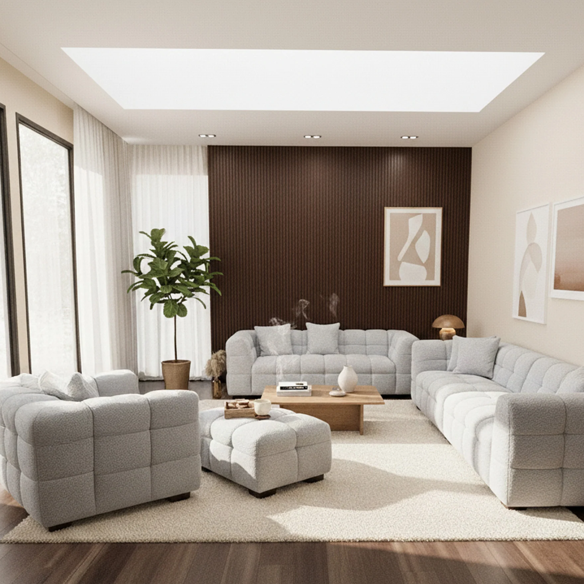 Tivaro 3 Seater Sofa in Pearl Boucle