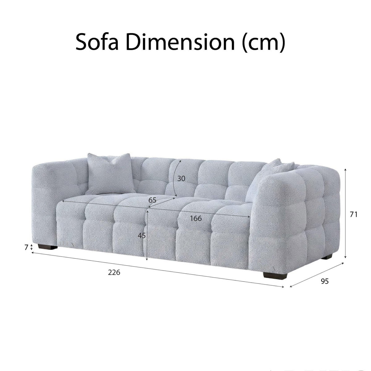 Tivaro 3 Seater Sofa in Pearl Boucle