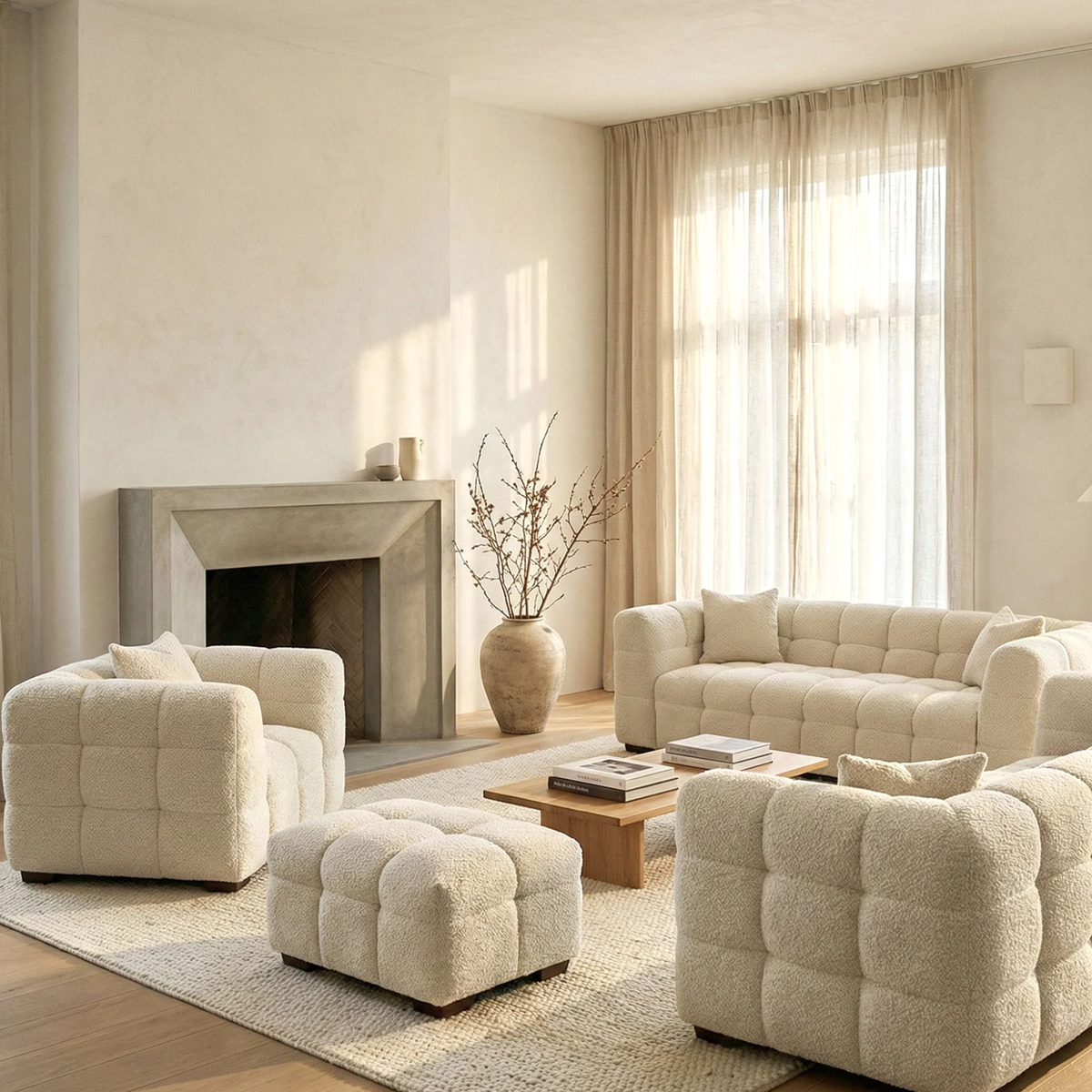 Tivaro 4 Seater Sofa in Oatmeal Boucle