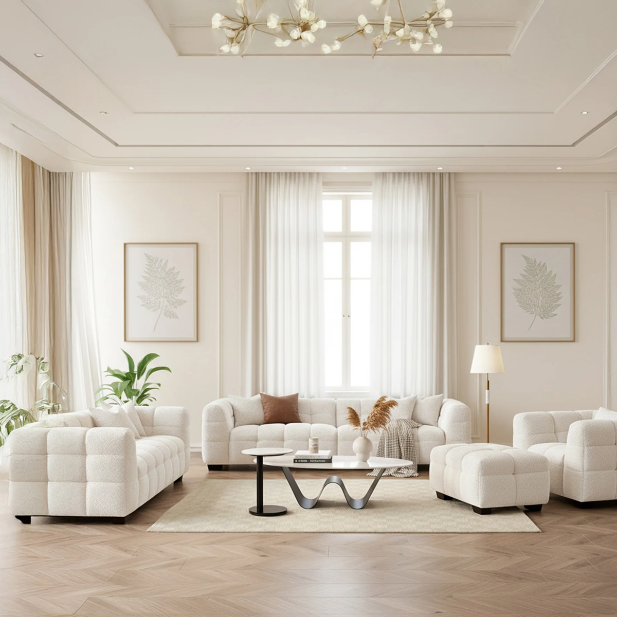 Tivaro 4 Seater Sofa in Oatmeal Boucle