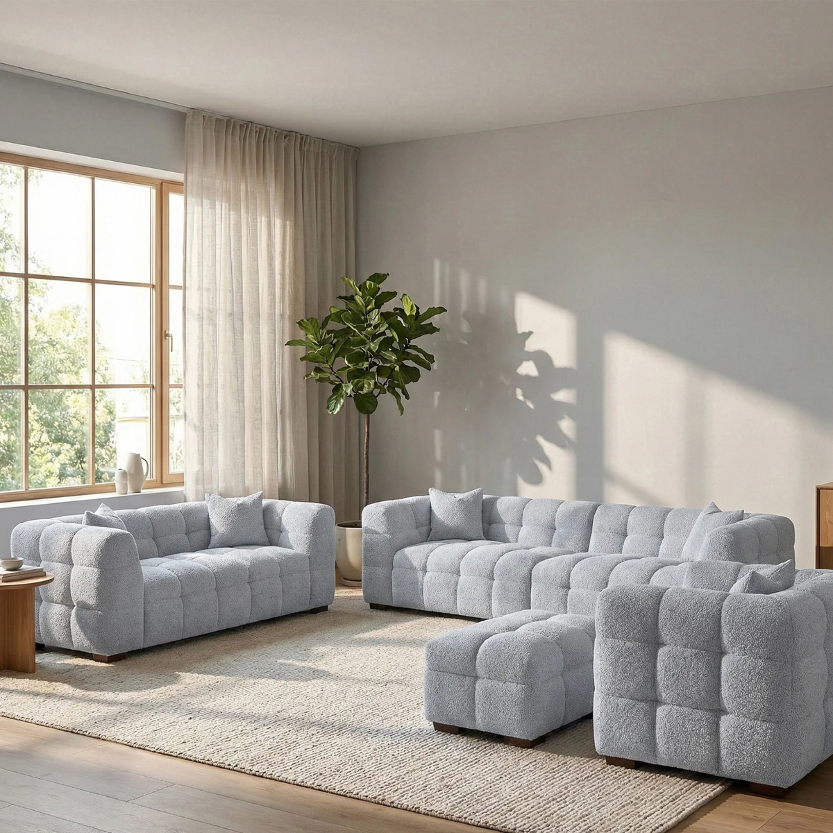 Tivaro 4 Seater Sofa in Pearl Boucle