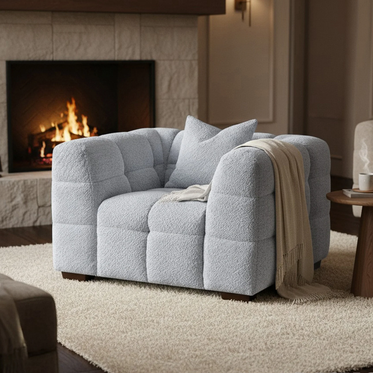 Tivaro Armchair in Pearl Boucle
