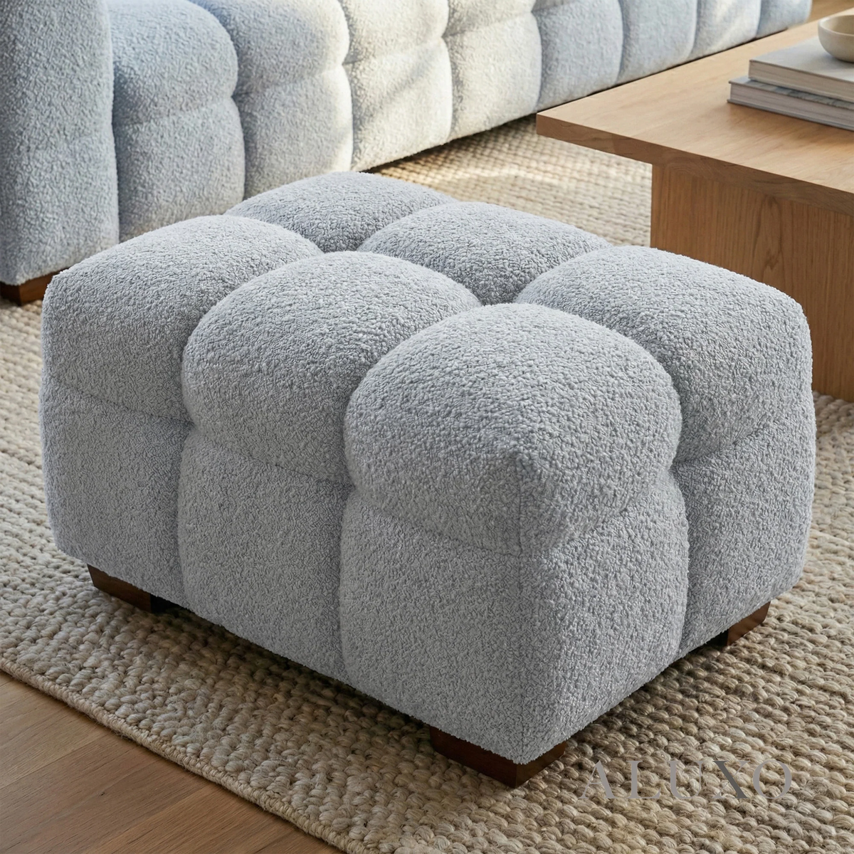 Tivaro Footstool in Pearl Boucle