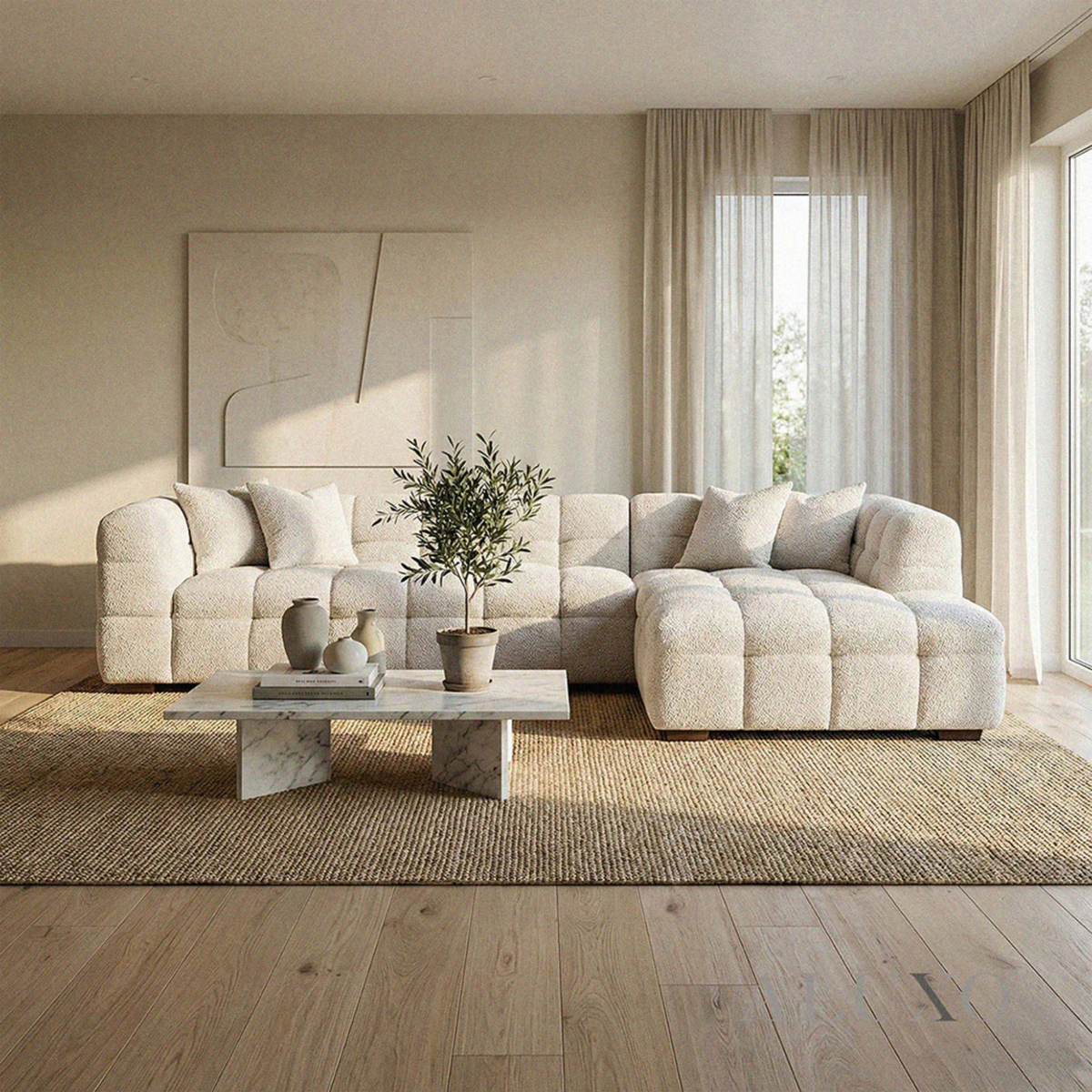 Tivaro Right Hand Corner Sofa in Iron Boucle