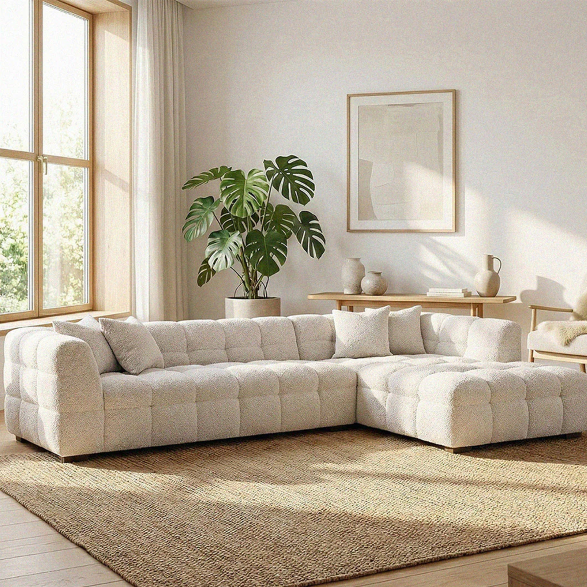 Tivaro Right Hand Corner Sofa in Iron Boucle