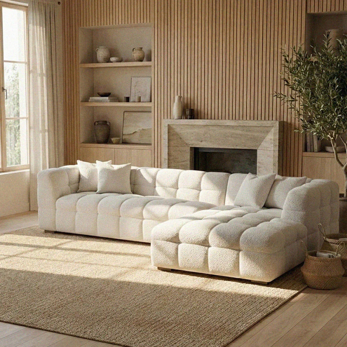 Tivaro Right Hand Corner Sofa in Iron Boucle