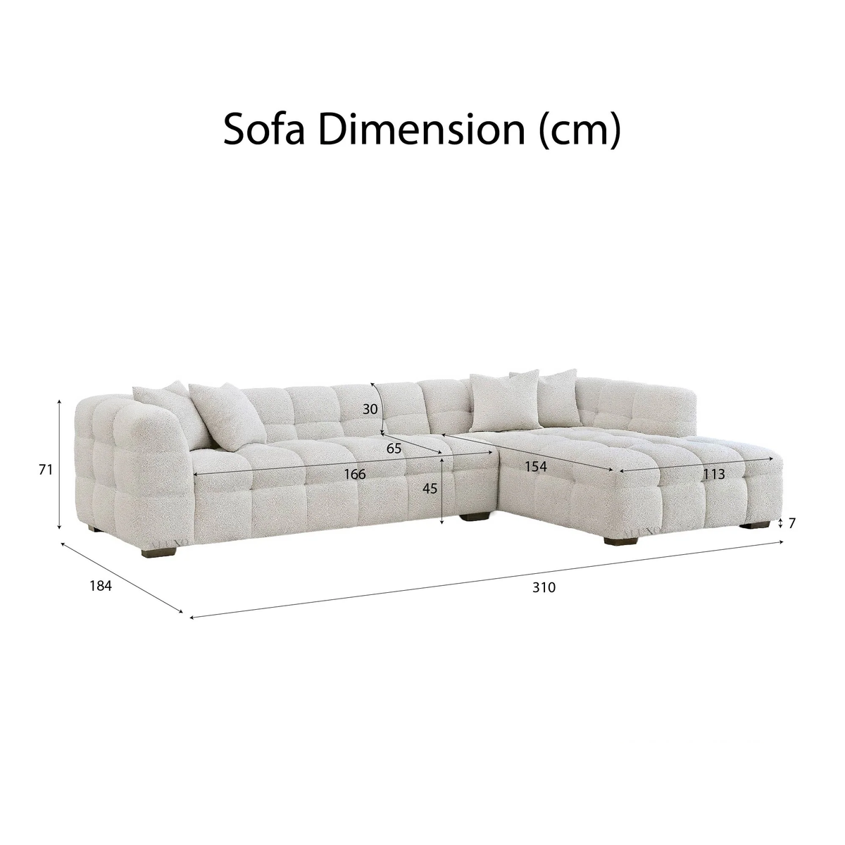 Tivaro Right Hand Corner Sofa in Iron Boucle
