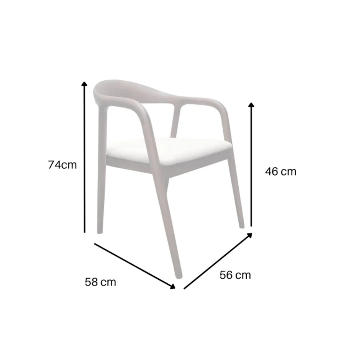 Tressa Walnut Dining Chair in Oatmeal Bouclé - Set of 2