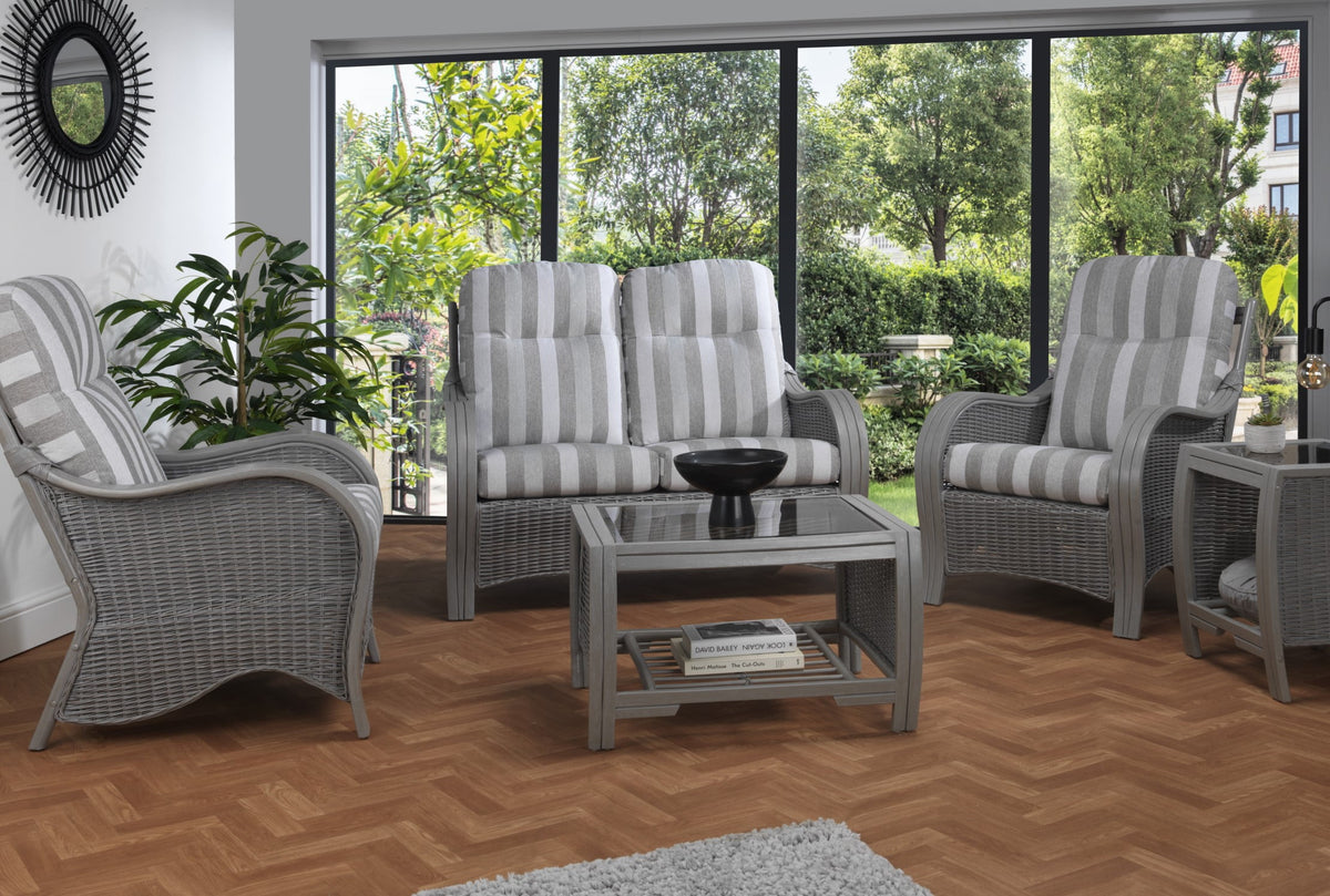 turin grey duke stripe 2 seater suite lifestyle