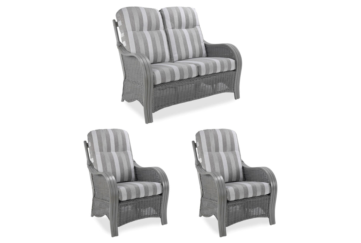 turin grey duke stripe 2 seater suite