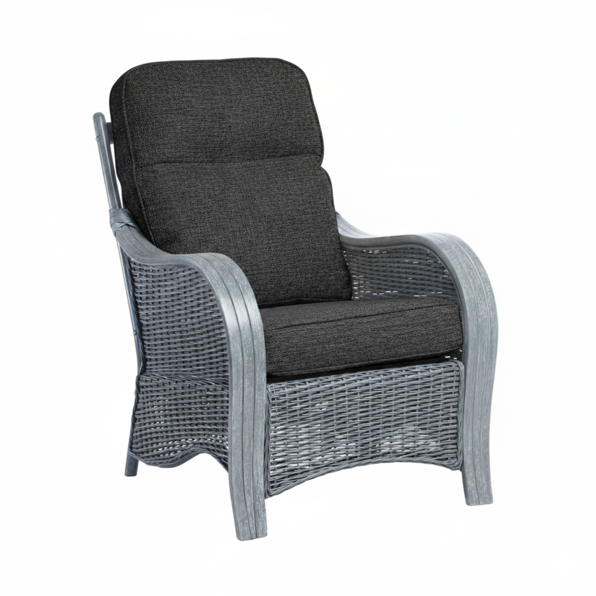 Turin Grey Wash Cane Set of 2 Armchairs in Charcoal