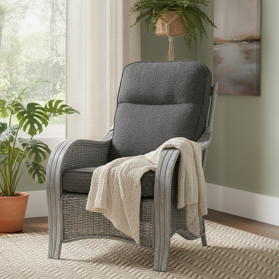 Turin Grey Wash Cane Set of 2 Armchairs in Charcoal