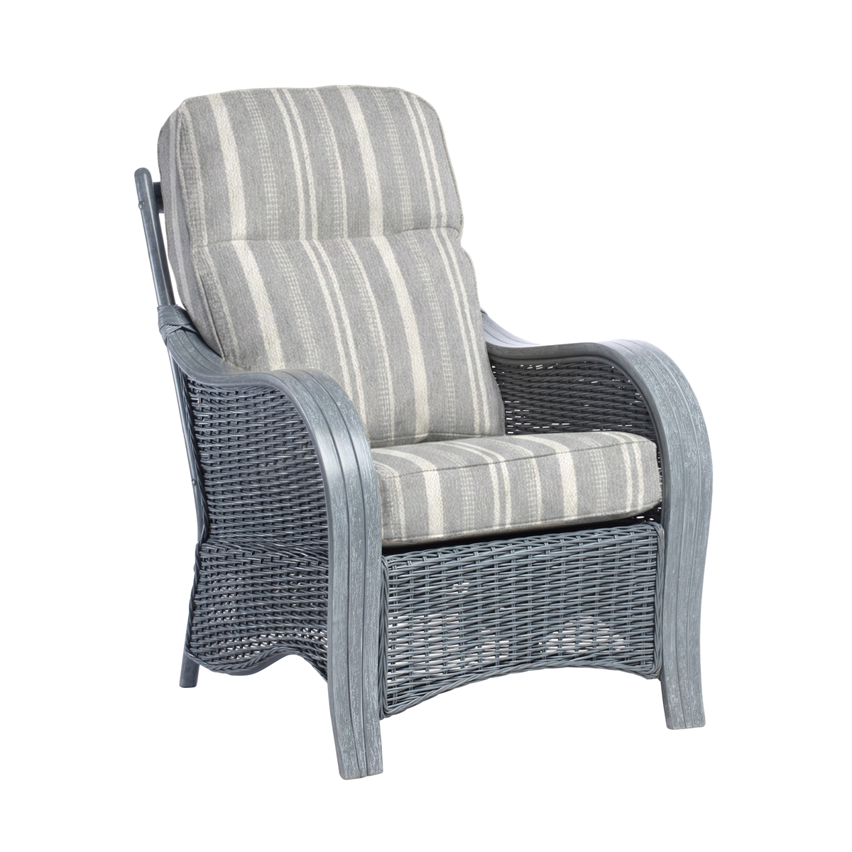 Turin Grey Wash Cane Set of 2 Armchairs in Imperial Dusk Stripe