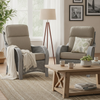Turin Grey Wash Cane Set of 2 Armchairs in Shadow Grey