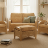 Turin Light Oak Cane Footstool in Zanzibar