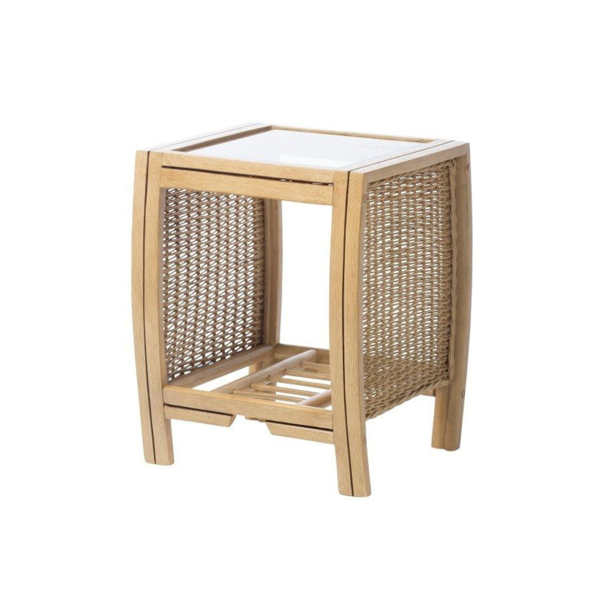 Turin Light Oak Cane Lamp Table