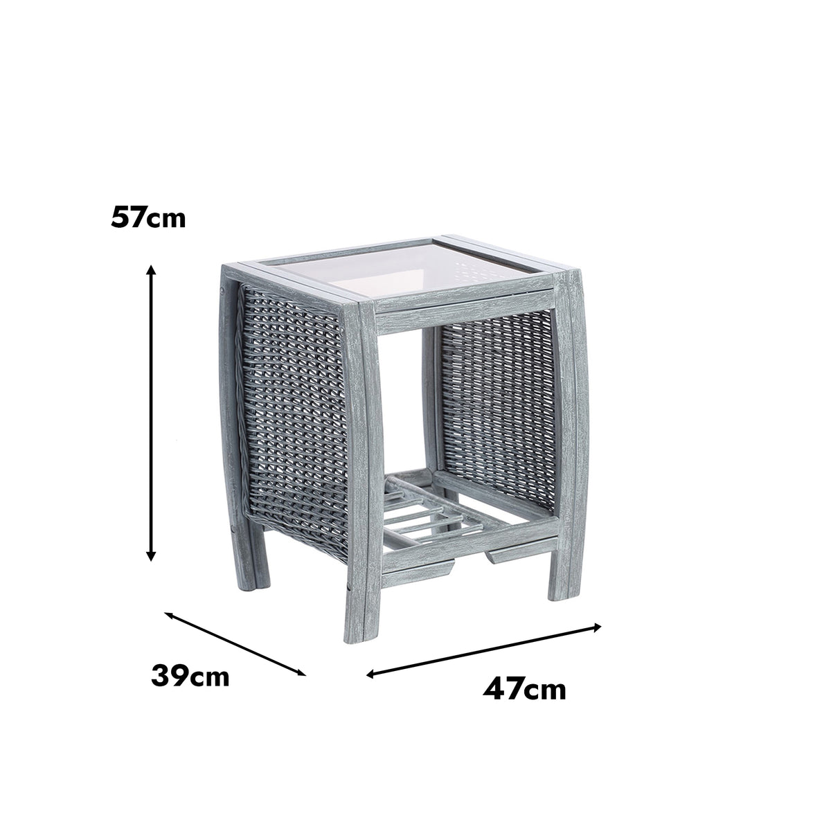 Turin Grey Wash Cane Lamp Table