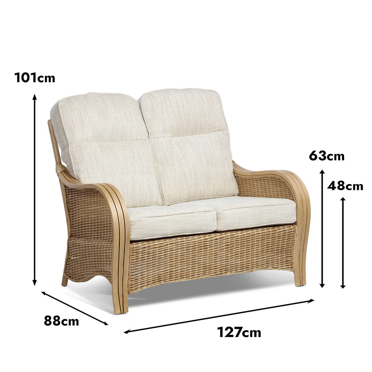Turin Light Oak 2-Seater Sofa - Classic Conservatory Furniture