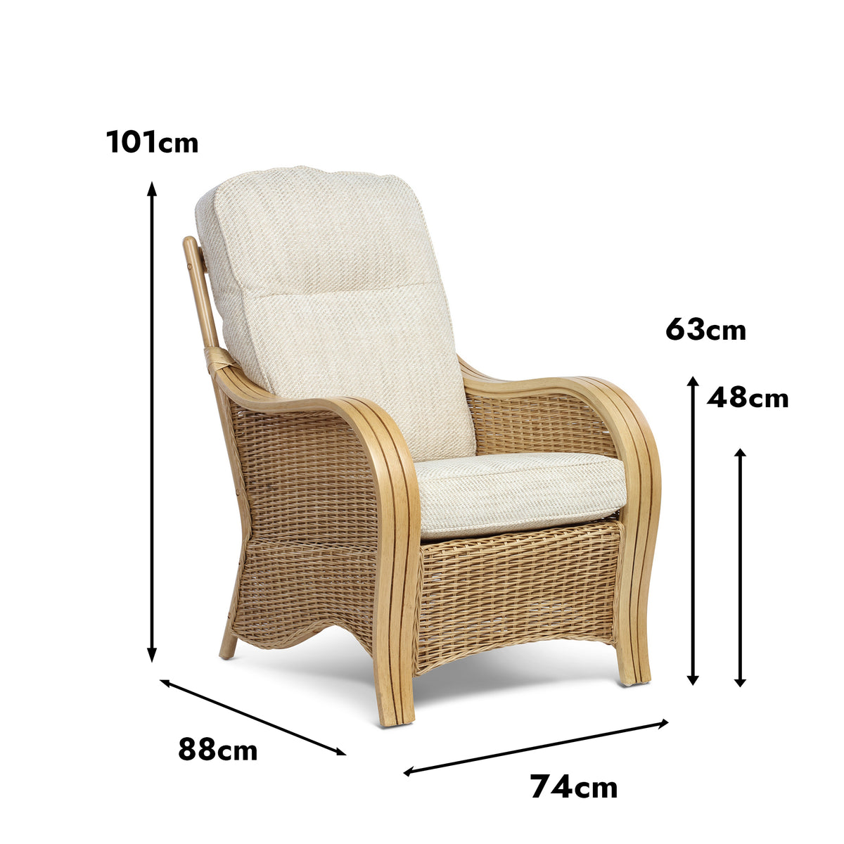 Turin Light Oak Cane Armchair
